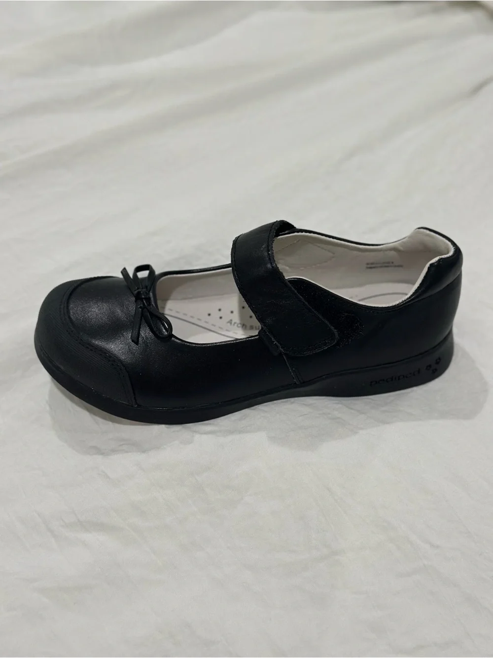 pediped Black Mary Jane with Bow Strap